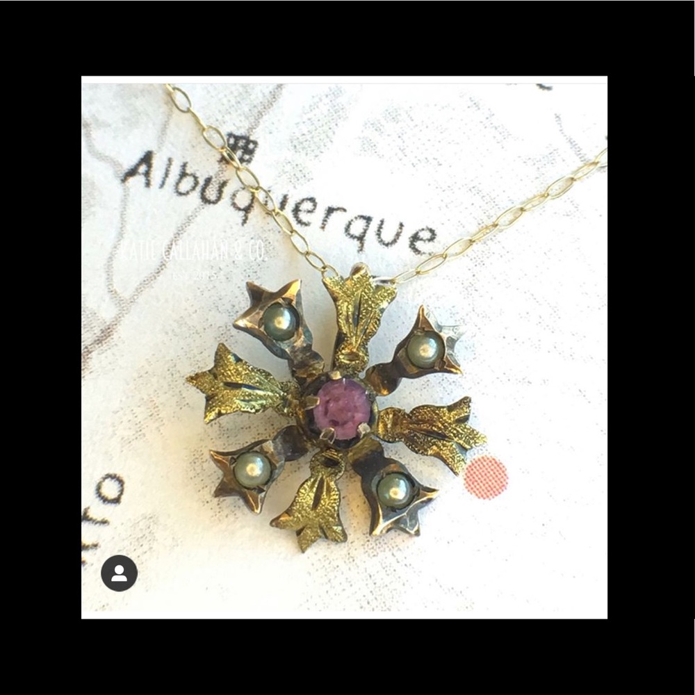 14k Victorian Amethyst & Seed pearl pendant